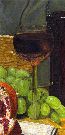 Картина натюрморт с гранатами и виноградом стакан